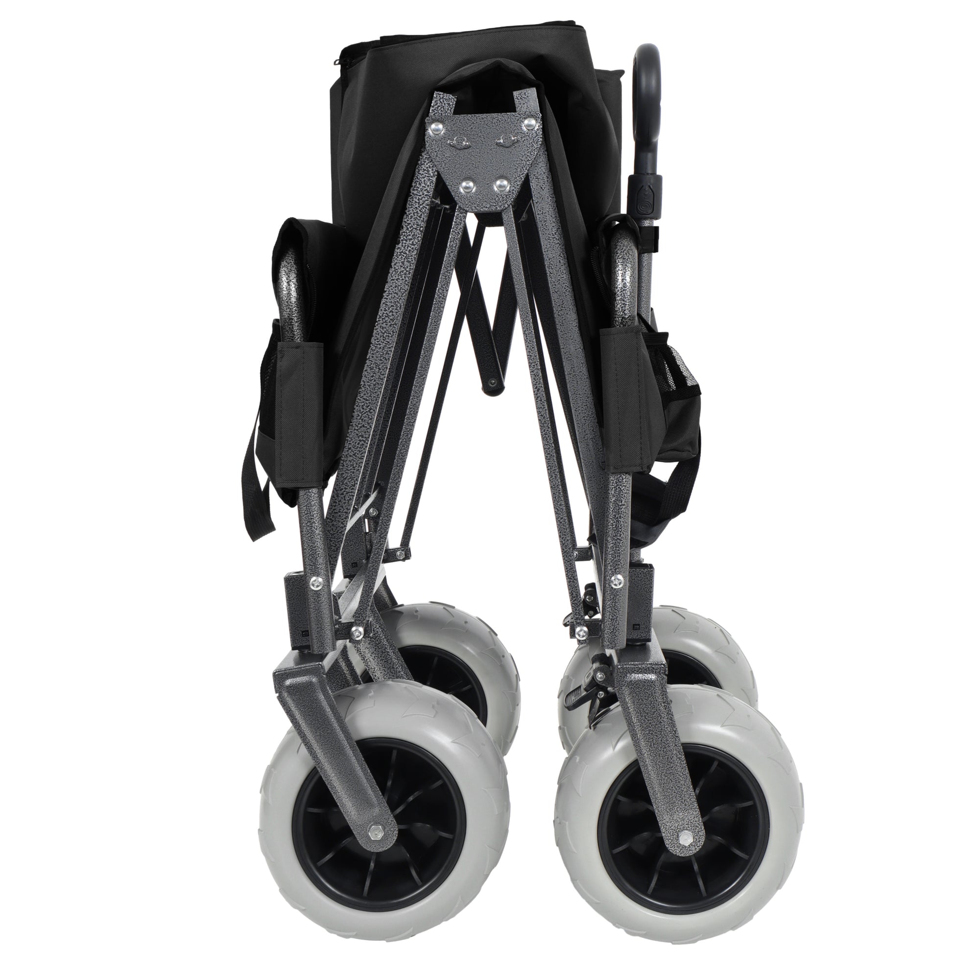 Folding Wagon with Bench Seat & 500 lbs Capacity patent protection -3-in-1 Collapsible Utility Cart with All-Terrain Beach Tires for Camping, Includes 1 ice pack, Beach, Groceries, Outdoor, Black image 2