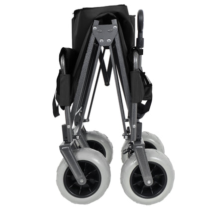 Folding Wagon with Bench Seat & 500 lbs Capacity patent protection -3-in-1 Collapsible Utility Cart with All-Terrain Beach Tires for Camping, Includes 1 ice pack, Beach, Groceries, Outdoor, Black image 2