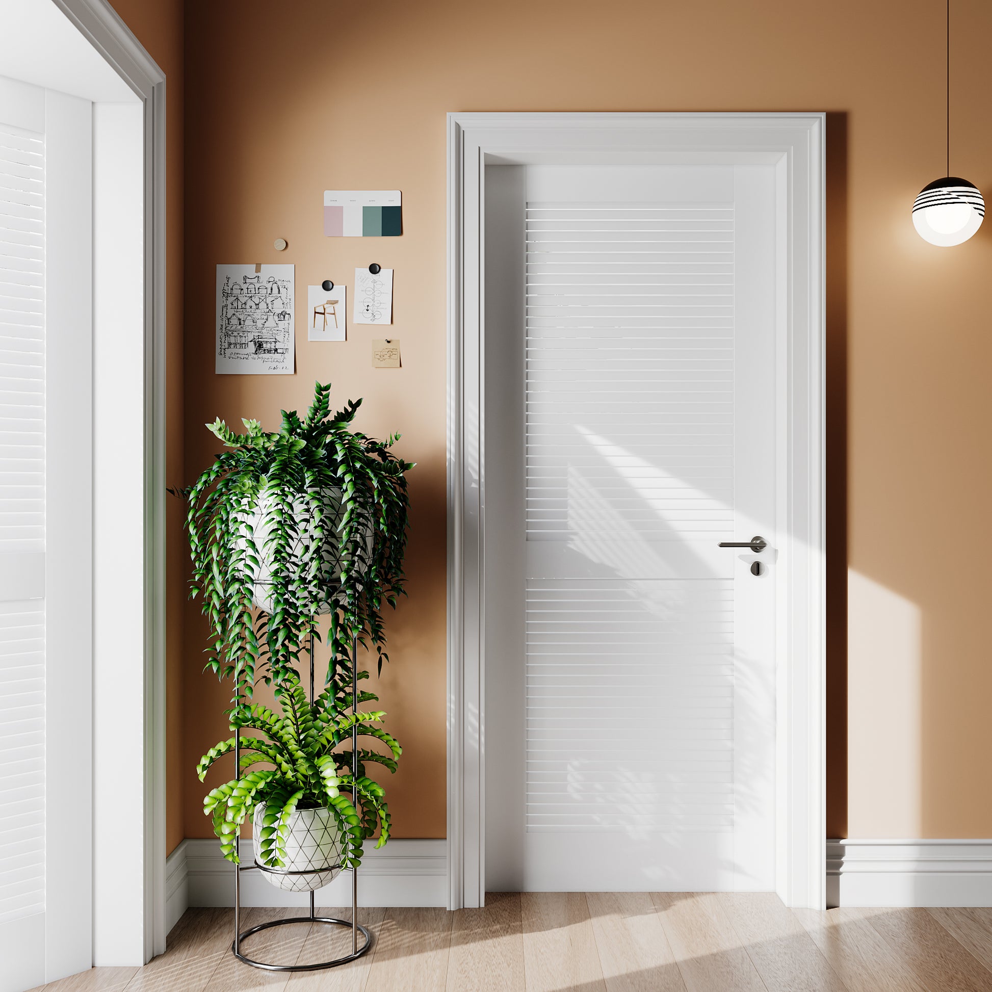 32" X 80"Louver Interior Door Slab, White PVC Waterproof Moisture-Resistant for Laundry Closet Pantry Bathroom, Sliding Pocket Barn Bypass w/o Hardware&Frame image 2