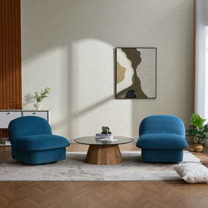 Swivel Accent Chair, 360-degree Metal Base with Velvet Fabric Upholstery, Comfy Pumpkin-Shaped Swivel Chair for Living Room, Bedroom, or Office image 10