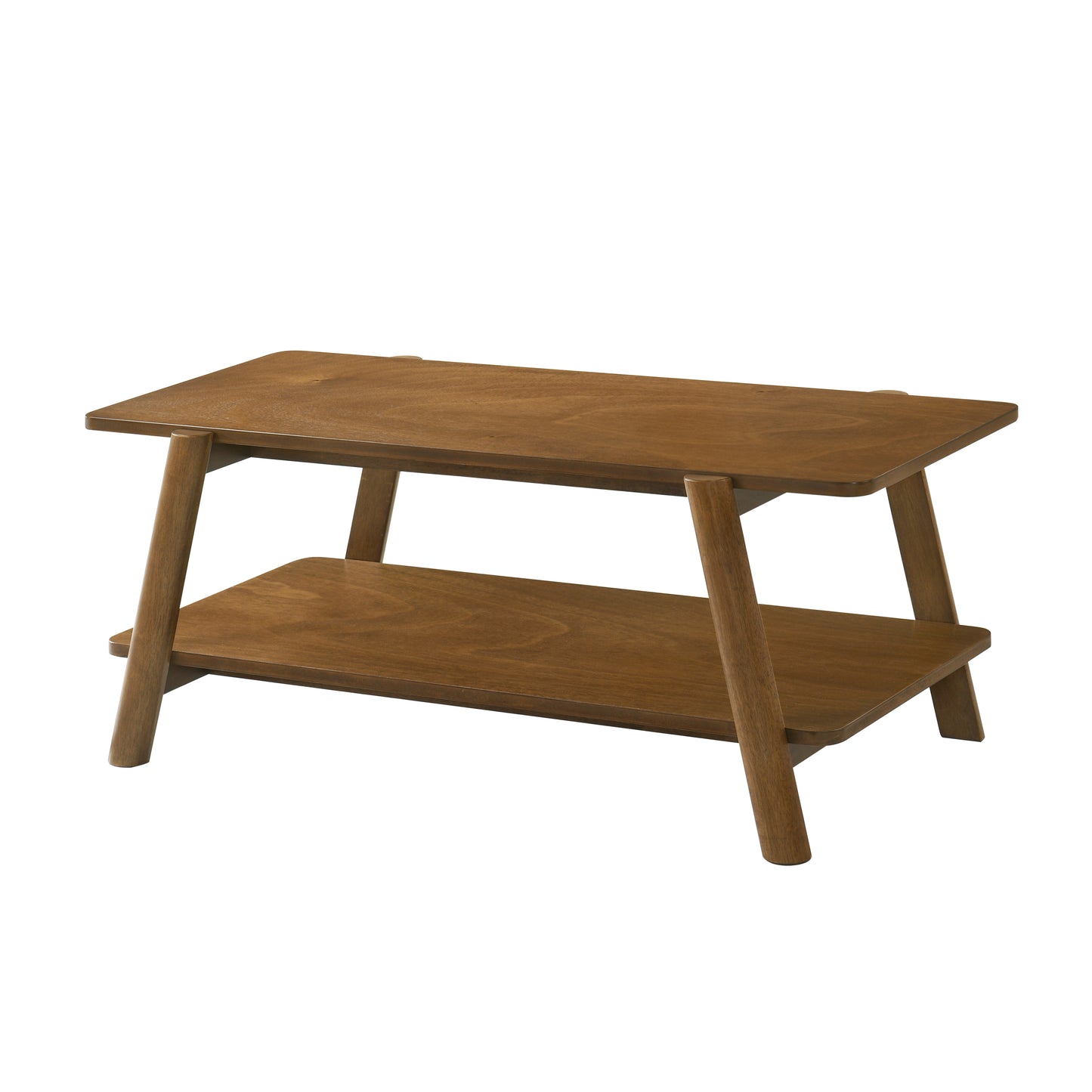 Metz Mid-Century Modern Wood Shelf Coffee Table, Walnut Finish image 2