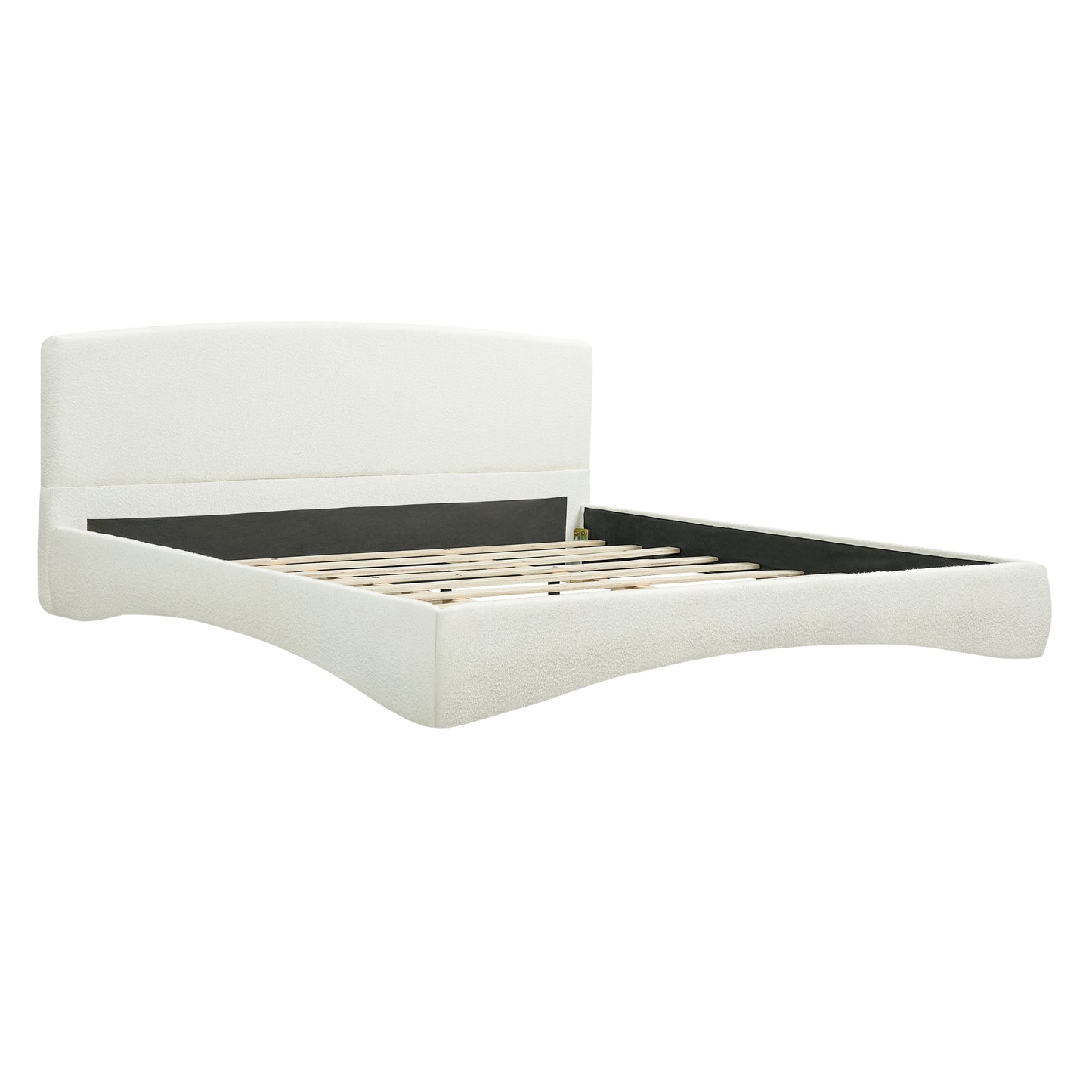 Curved Upholstered Bed with Smart Ambient Lighting,Cream,King image 5