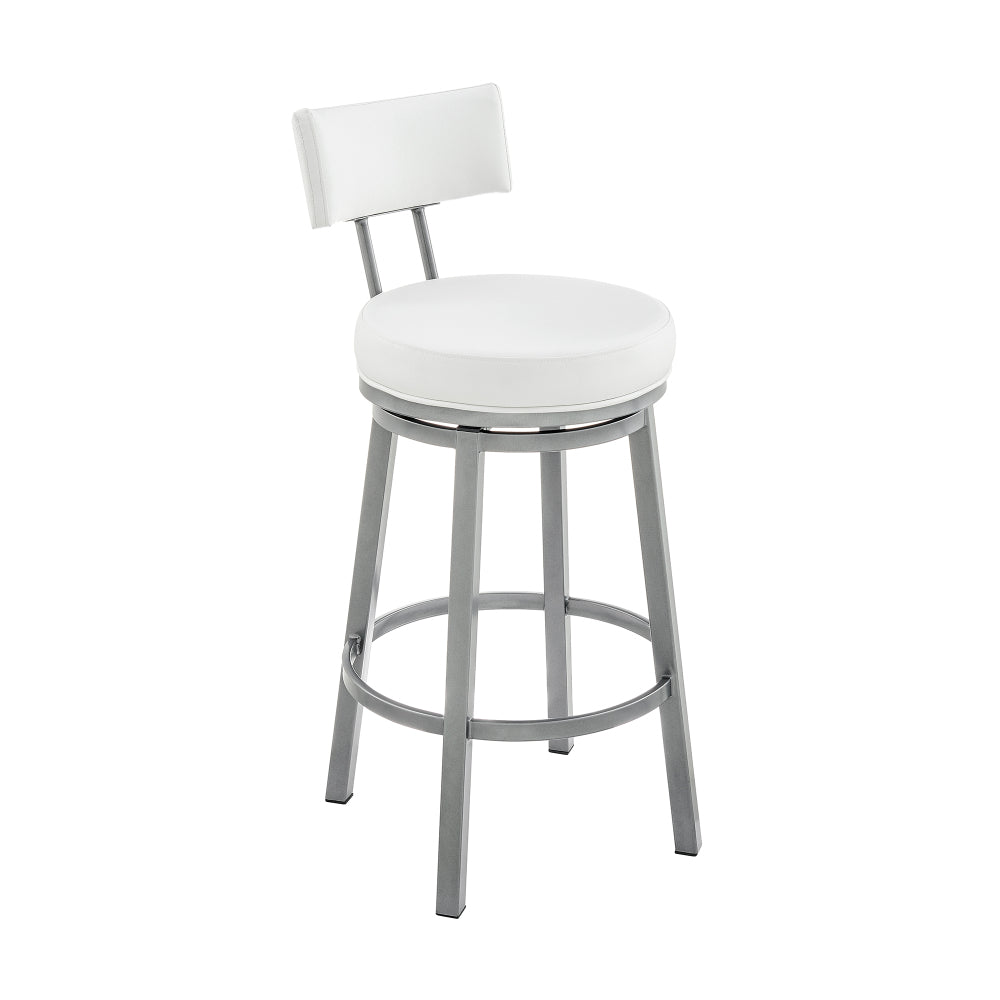 Dalza Swivel Counter Stool in Cloud Finish with White Faux Leather