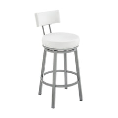 Dalza Swivel Counter Stool in Cloud Finish with White Faux Leather