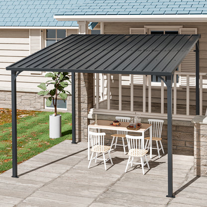 Outdoor Pergola 8' x 10' Metal Inclined Roof Pergolas Waterproof Wall-mounted iron sheet shed Gazebo for Patio,Garden,Yard image 1
