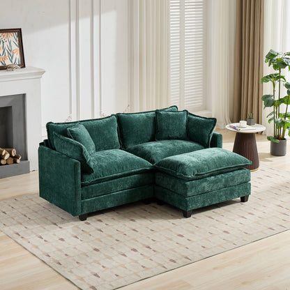Cloud Sofa LoveSeat (Ottoman is not included), Modern Sectional Couch, for Living Room Bedroom and Apartment, Comfy Double Layer Upholstered Seat Cushion, Breathable Chenille Fabric, Green,SW5012GN image 9