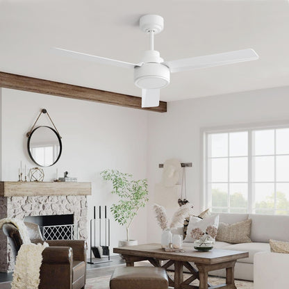 (Same as W882P164177) 52" Ceiling Fan Without Light, 3 ABS Blades with Remote Control 6-speed Reversible DC Motor White for Living Room, Bedroom, Kitchen image 4