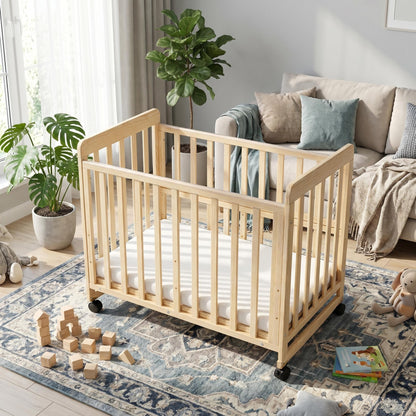 Baby Bassinets Bedside Sleeper - Portable Pine Wood Bedside Bassinet,3 Heights Small Mini Crib with Mattress 1.97 - 2.2in,Space-Saving Design Baby Crib for Newborns 0-36 Months image 10