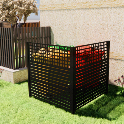 W48'' x H47.3'' x 2 Panels Metal Privacy Screen, Outdoor Privacy Panels, Trash Can Enclosure, Air Conditioner Fence, Pool Equipment Enclosure, Backyard Fencing, Rose Black image 5