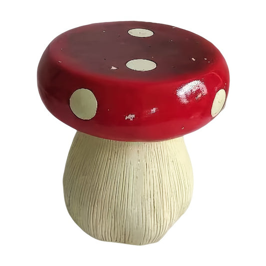 13.8" Oversized Mushroom Statue Stool, Resin Garden Stool with Forest Base, Multi-Purpose Decorative Stool for Courtyard, Lawn, Indoor & Outdoor Summer Decoration image 1