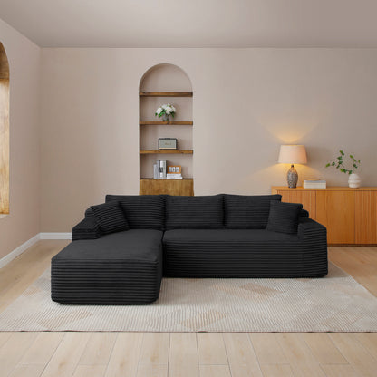105'' Modular Sectional Sofa, Cloud Sectional Couch with Deep Seat, Modern Modular L-Shape Sofa Couch with Chaise,Upholstered Couches for Living Room Bedroom,No Assembly, (BLACK) image 1