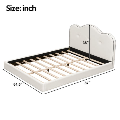 Queen Size Upholstered Platform Bed, Beige image 9
