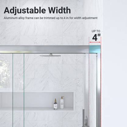 (NEW) 56"-60"W*72" H Semi-Frameless Double Sliding Shower Door, Bypass Shower Door, 1/4" (6mm) Thick SGCC Tempered Glass Door, Chrome image 10