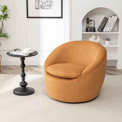 Winnie Modern Teddy Fabric Barrel Chair, 360° Swivel, Yellow image 3