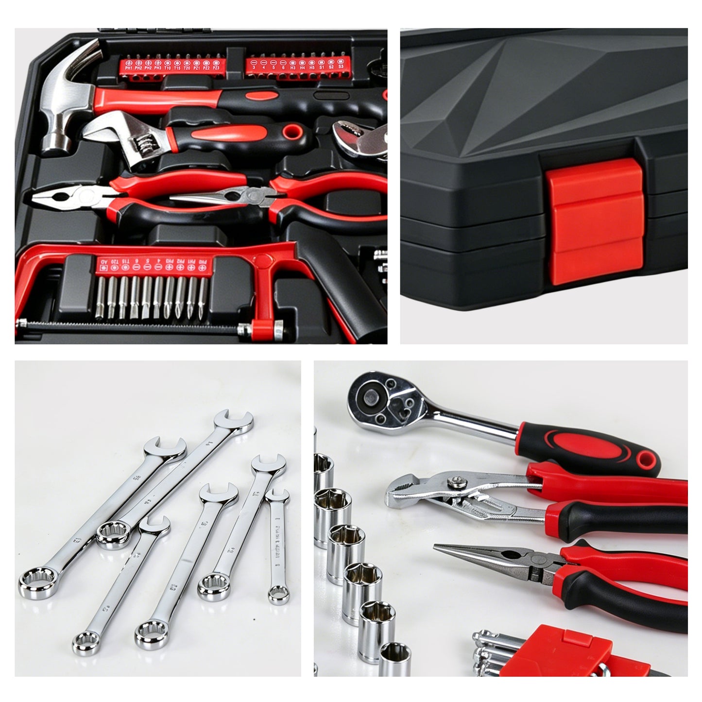 266-Piece Home Tool Set with Rolling Tool Box – Complete Household Hand Tool Kit for Garage, Car, DIY & Workshop – Includes Ratcheting Screwdriver, Socket Set, Pliers, Hammer, Level, Tape Measure image 3