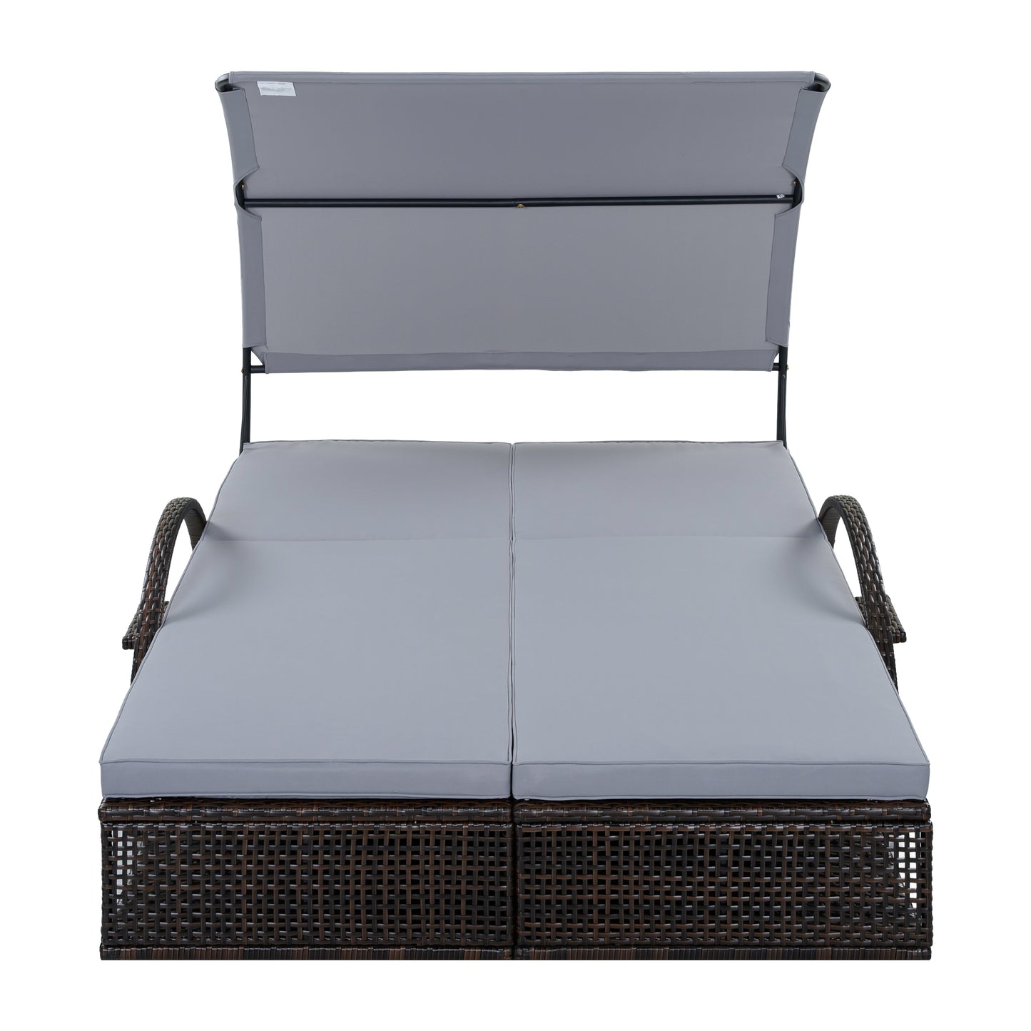 U_STYLE Outdoor Steel Frame Sun Lounger with Adjustable Backrest,Patio Double Sunbed with Hidden Side Table and Arched Armrests,Suitable for Patio Pool Deck,Garden,Backyard image 11