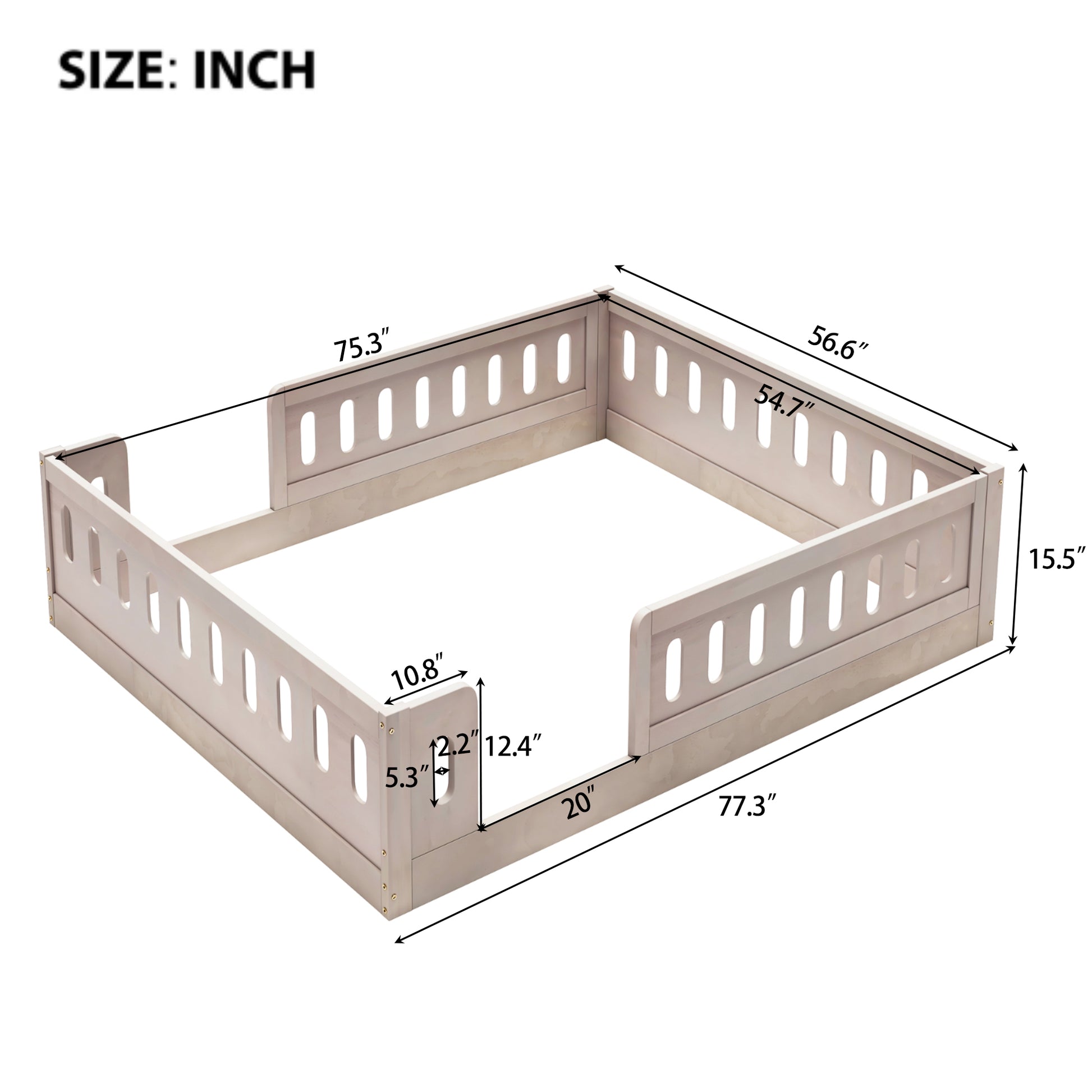 Wood Full Size Platform Bed with Guardrail, Natural image 4