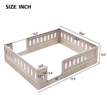 Wood Full Size Platform Bed with Guardrail, Natural image 4