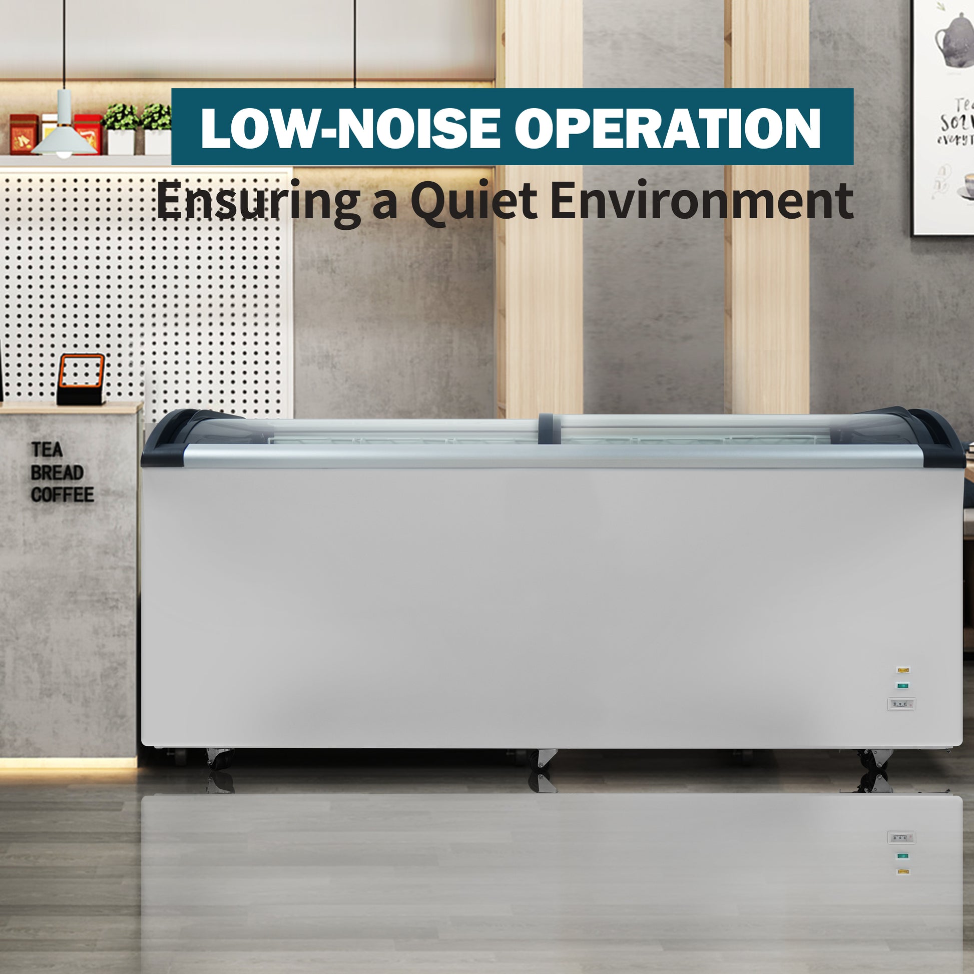 Curved Top Display Freezer 19.3 Cu.ft Sliding Glass Lid Ice Cream Freezers Commercial Mobile Chest Freezer with LED Lighting image 5