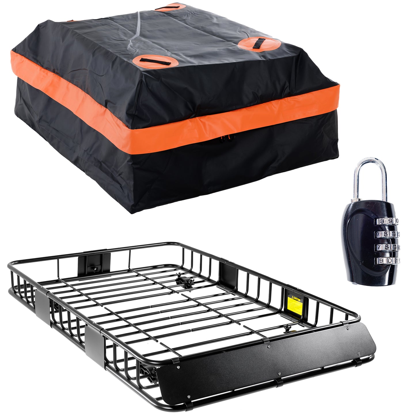 64 x 39 x 6 Inch Universal 250LB Heavy Duty Roof Rack Cargo with 500D PVC Waterproof Cargo Bag, Car Top Luggage Holder Carrier Basket for SUV, Truck or RV Camping Storage Steel Construction image 1