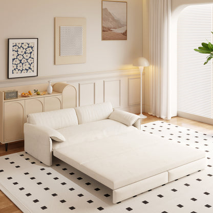 66" Queen Pull Out Sofa Bed, 3-in-1 Convertible Sleeper Sofa with Side Storage,Multi-Functional Velvet Loveseat Bed for Living Room(Old Sku:W1885S00043/W1885S00113/W1885S00186/W1885S00221) image 2