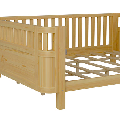 Queen Size Wood Platform Bed, Wood Low Profile Queen Bed with Rails for Girls and Boys,Natural(Expect Arrival Date 2026/3/30) image 11