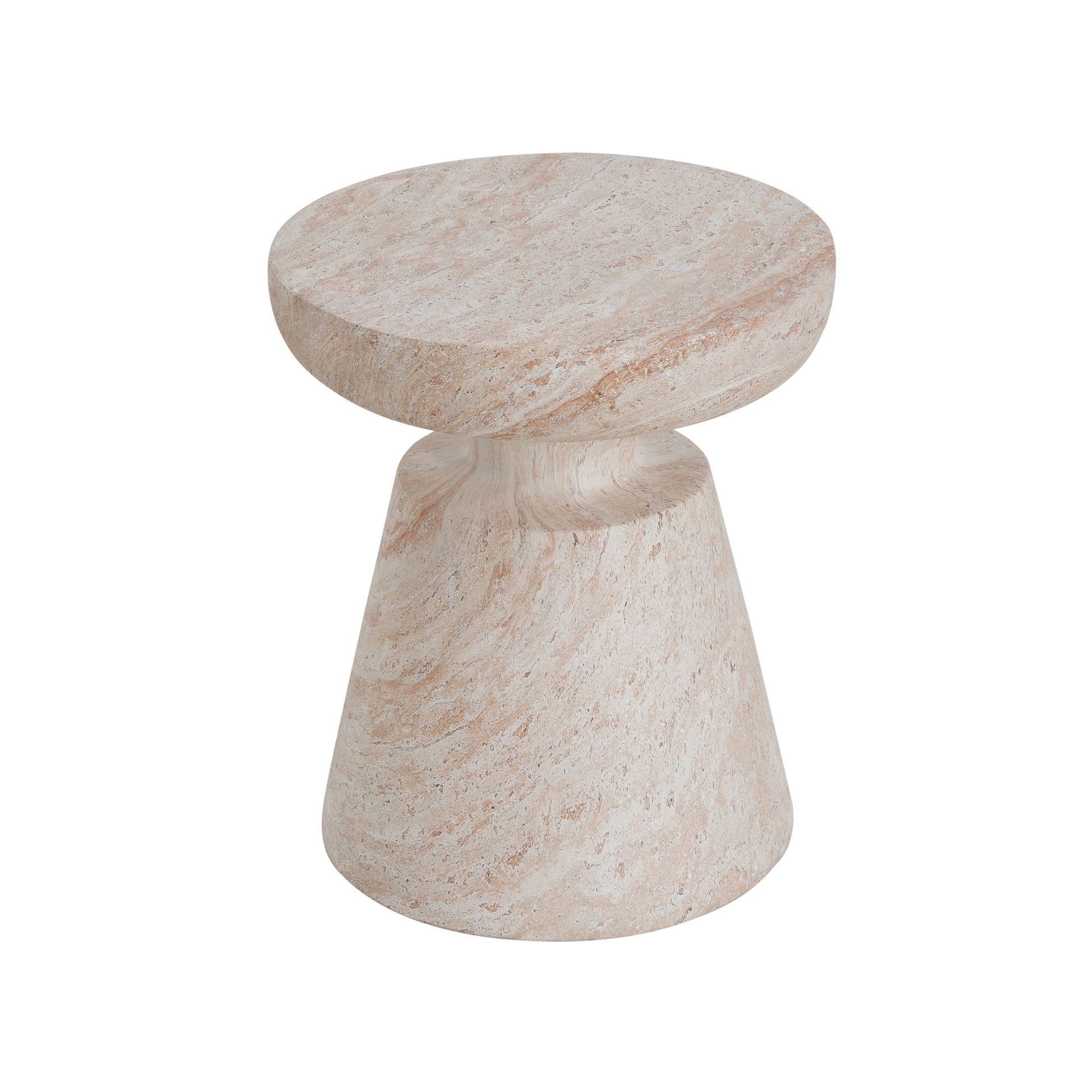 Outdoor/Indoor Lightweight Concrete Side Table,Travertine Finish image 4