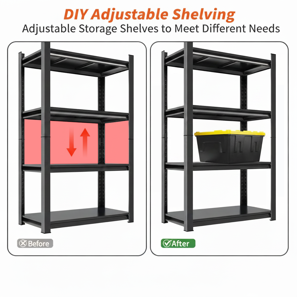 63-Inch Tall Metal Storage Shelf, 1200 LBS Weight Capacity, 4-Tier Adjustable Height Storage Rack, Black, Assembly Needed image 9