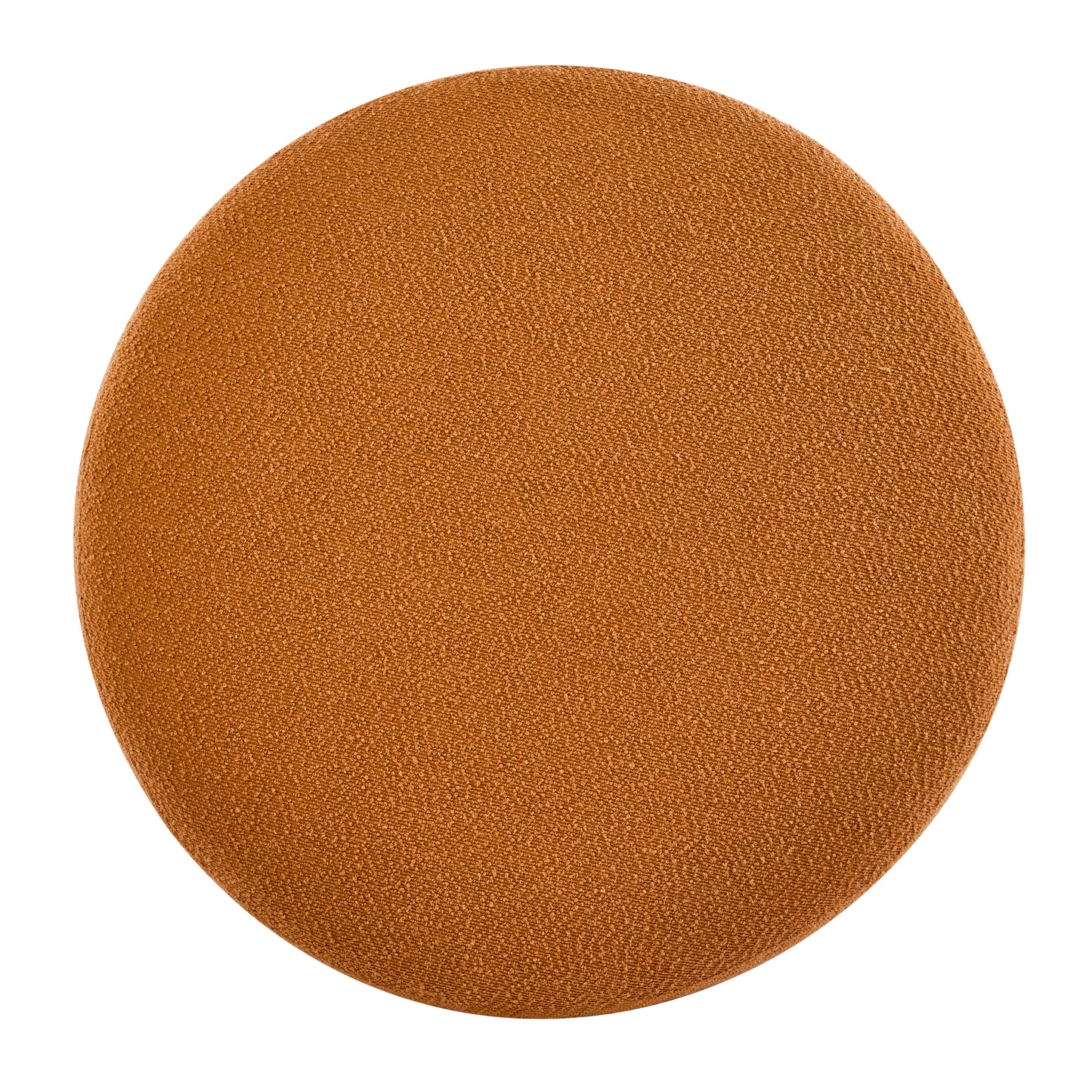 Modish Round Ottoman: Boucle Top with Splayed Rubber Wood Legs, Pumpkin Orange image 3