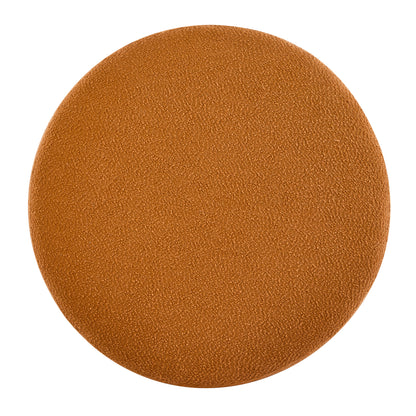 Modish Round Ottoman: Boucle Top with Splayed Rubber Wood Legs, Pumpkin Orange image 3