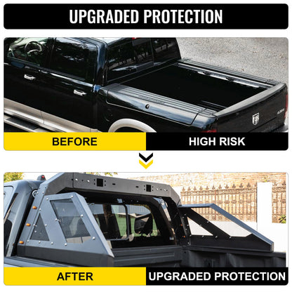 Truck Roll Bar Chase Rack Adjustable with 6 Amber Auxiliary Side Marker Lamps, Universal Fit for Pickup Trucks image 4