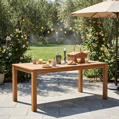 TOPMAX Patio Wooden Dining Table, Outdoor 67"L Rectangular Table for Poolside, Backyard, Garden, Indoor/Outdoor, Natural image 1