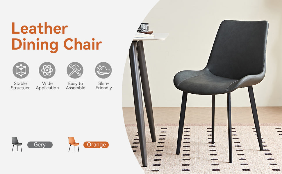 Grey PU Leather & Iron Leg Dining Chairs (2-Piece) image 9