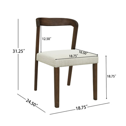 Solid Rubber Wood Dining Chairs(Walnut+Beige)Set of 2 image 3