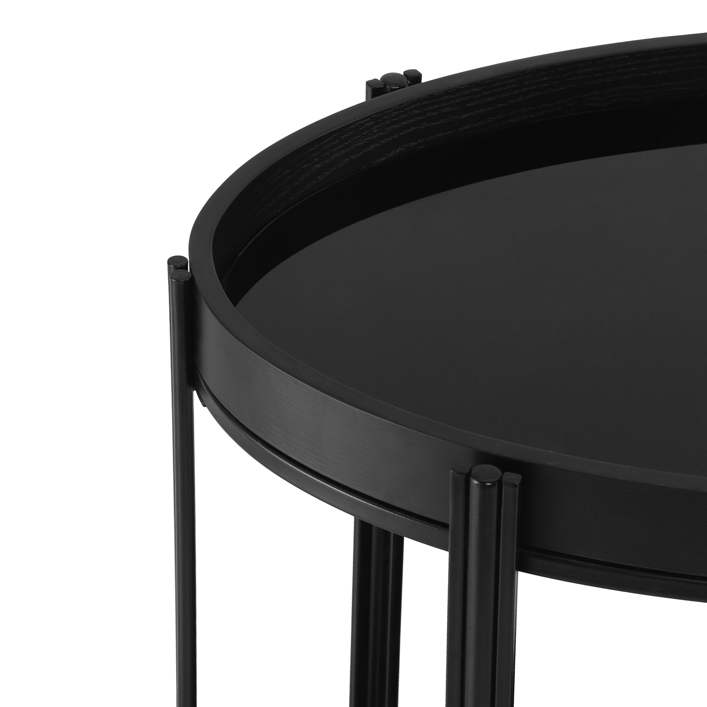Oval Black Bar Cart with 2 Black Tempered Glass Shelves image 6
