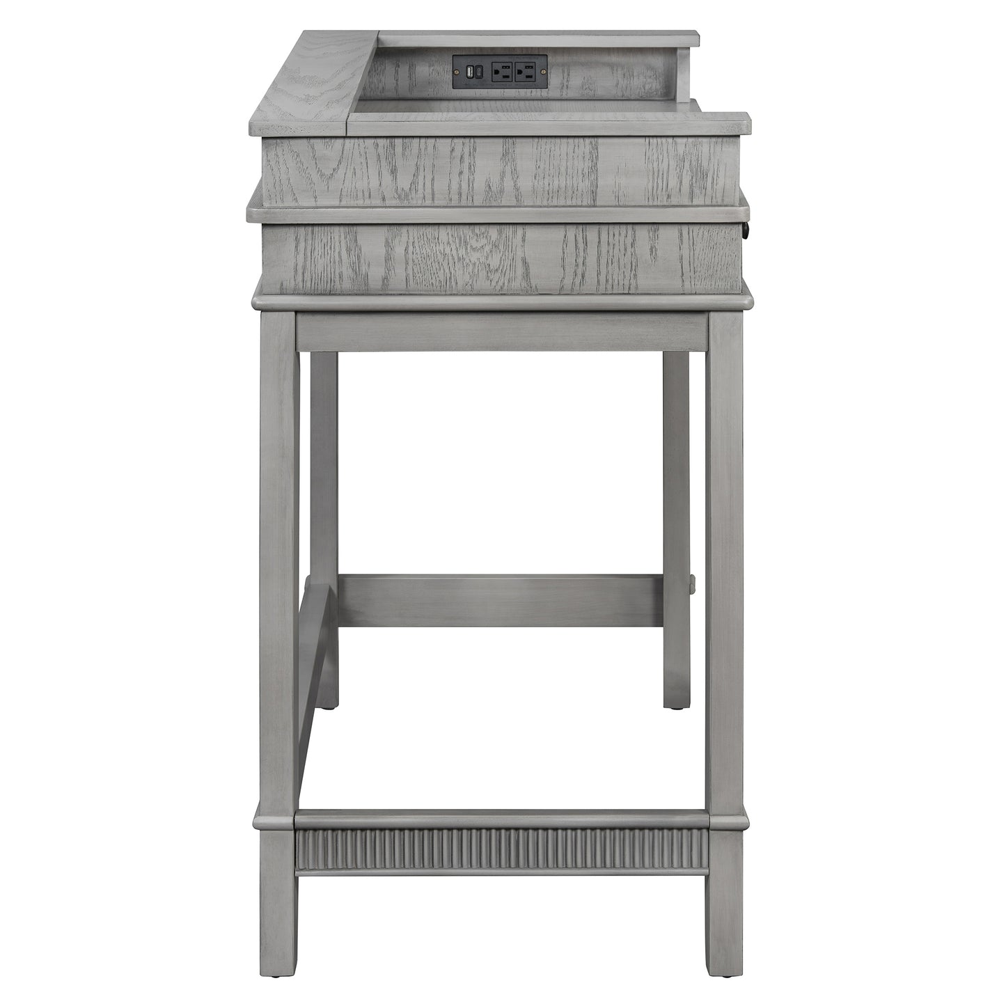 TREXM 4-Piece Dining Table Set for 3, Retro Kitchen Table and Chairs Set with 3 Storage Drawers, Ideal for Small Spaces (Light Grey) image 8