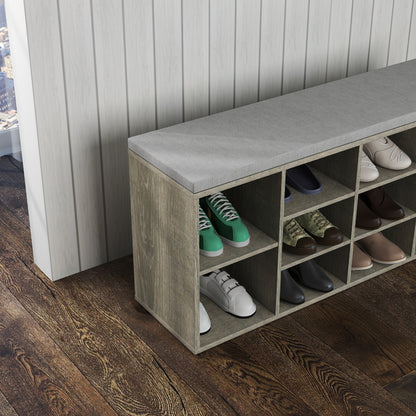 Storage Bench, Shoe Bench, Entryway Bench with Padded Cushion, Drawer and Open Compartments, Bench with Storage, 3 Tier Shoe Rack Bench image 10