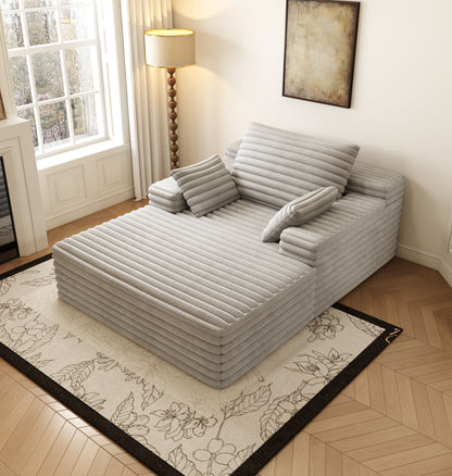 Chaise Lounge Chair Indoor, Oversized Upholstered Sofa Bed, Sleeper Couch Reading Chairs Fluffy Plush Faux Fur Cloud Sofas Couches for Living Room,Grey image 4