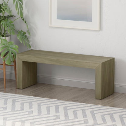 Acacia Wood Dining Bench, Light Gray Oak image 2