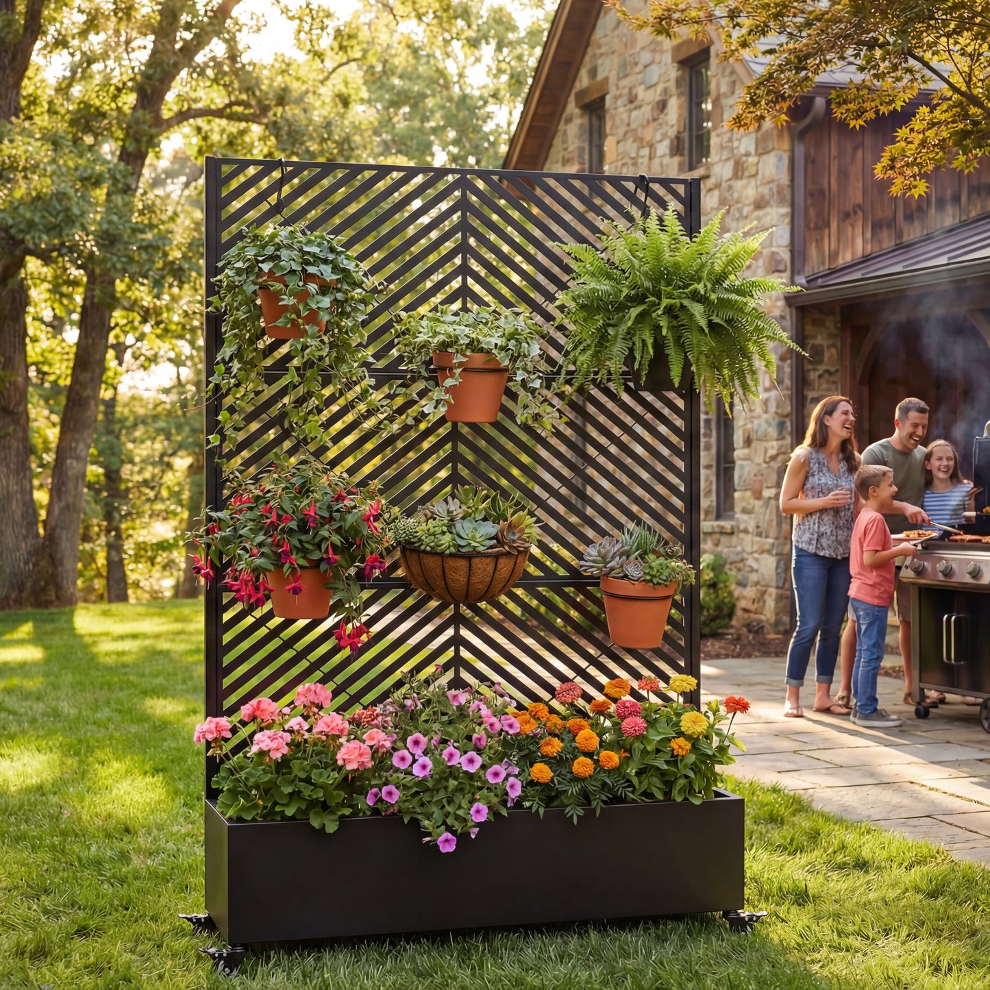 Metal Raised Garden Bed with Wheels and Trellis,73"x47"x16" Planter Box for Climbing Plants, Vegetables & Vines, Features Privacy Screen and Drainage Holes image 2