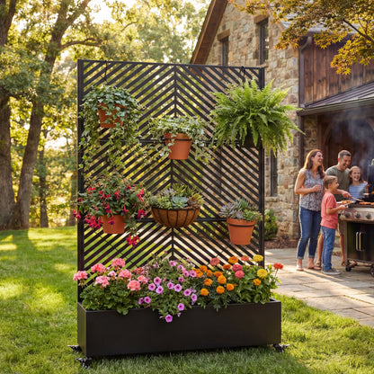 Metal Raised Garden Bed with Wheels and Trellis,73"x47"x16" Planter Box for Climbing Plants, Vegetables & Vines, Features Privacy Screen and Drainage Holes image 2