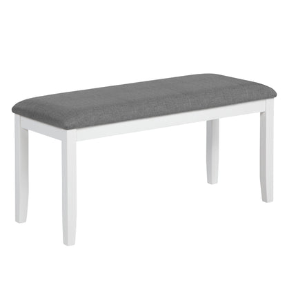 6 Piece Kitchen Dining Set, Rectangular Wooden Dining Table with 4 Upholstered Chairs and a Bench, Dining Table Set for 6 People, Living Room and Kitchen, Grey & White two tone image 12