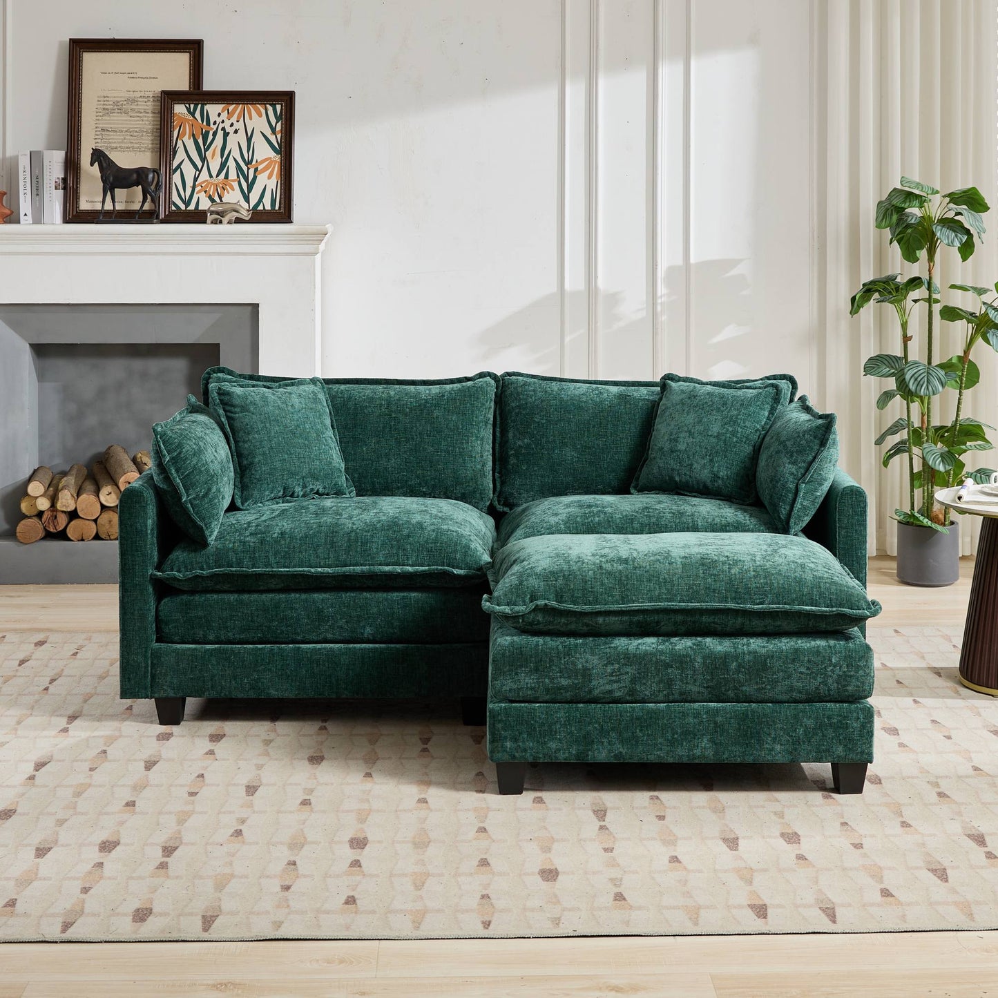 Cloud Sofa LoveSeat (Ottoman is not included), Modern Sectional Couch, for Living Room Bedroom and Apartment, Comfy Double Layer Upholstered Seat Cushion, Breathable Chenille Fabric, Green,SW5012GN image 6