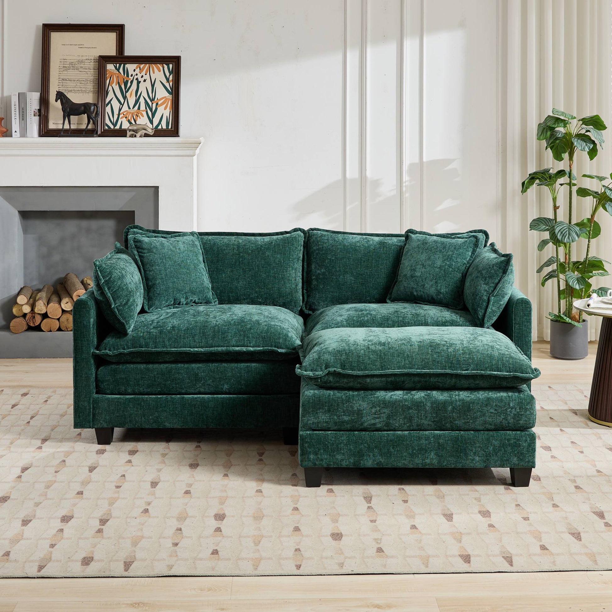 Cloud Sofa LoveSeat (Ottoman is not included), Modern Sectional Couch, for Living Room Bedroom and Apartment, Comfy Double Layer Upholstered Seat Cushion, Breathable Chenille Fabric, Green,SW5012GN image 6