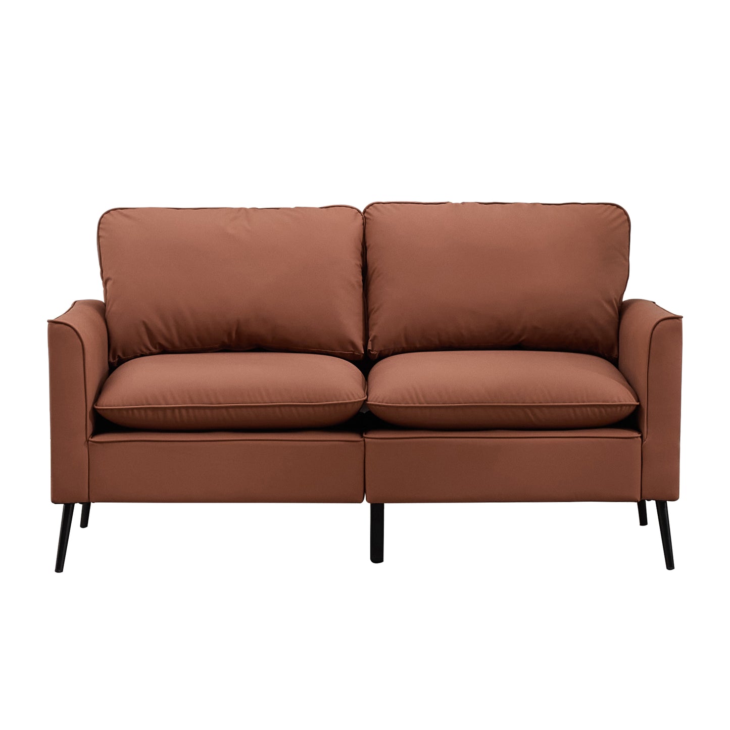 TS Cat paw leather upholstered sofa loveseat,Nordic retro light luxury living room balcony bedroom single casual sofa chair Double sofa + two pack combination(Brown) image 6