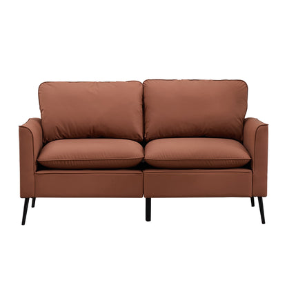 TS Cat paw leather upholstered sofa loveseat,Nordic retro light luxury living room balcony bedroom single casual sofa chair Double sofa + two pack combination(Brown) image 6
