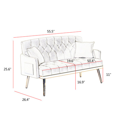 PINK Velvet Small Sofa with Gold Metal Legs image 5