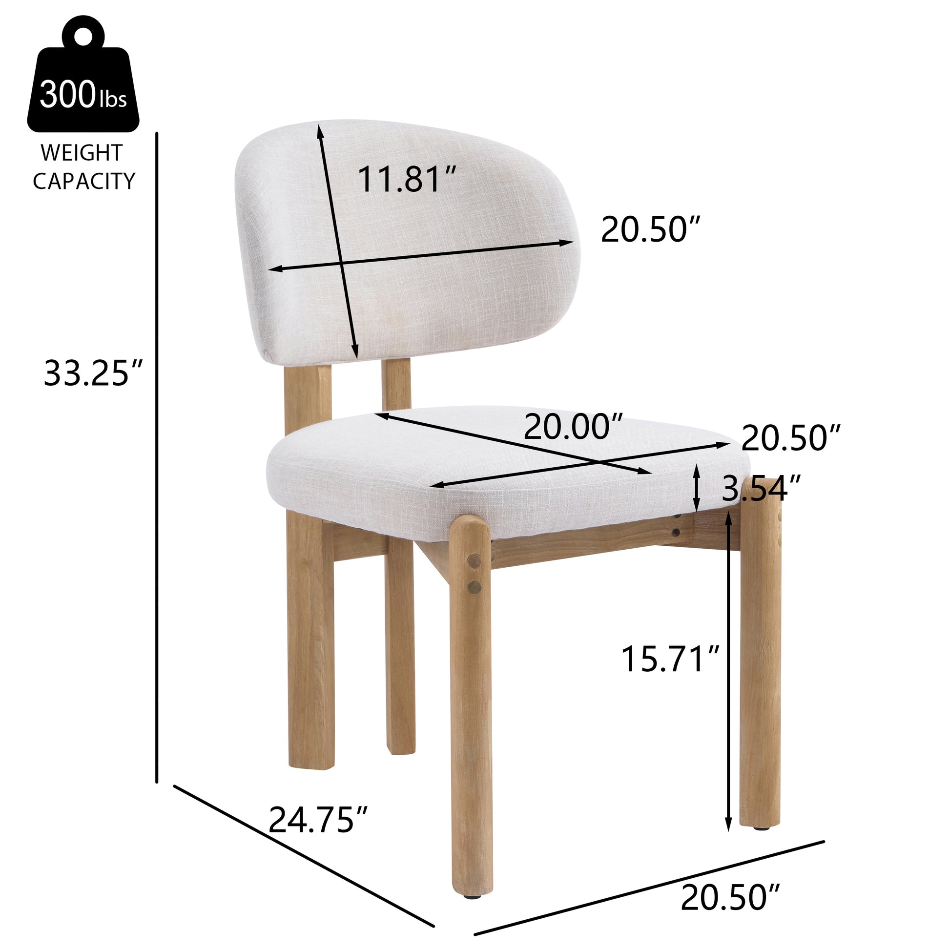 Beige Upholstered Scandinavian Natural Finished Frame Dining Chairs (Set of 2) image 3