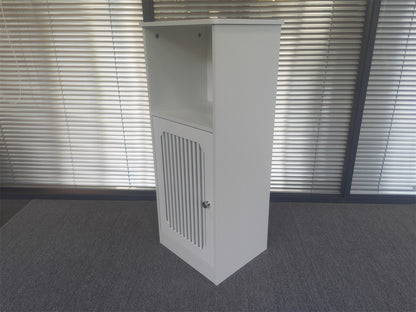 Bathroom low cabinet, louvered door floor-standing bathroom storage cabinet, multi-layer bathroom storage cabinet, white image 3