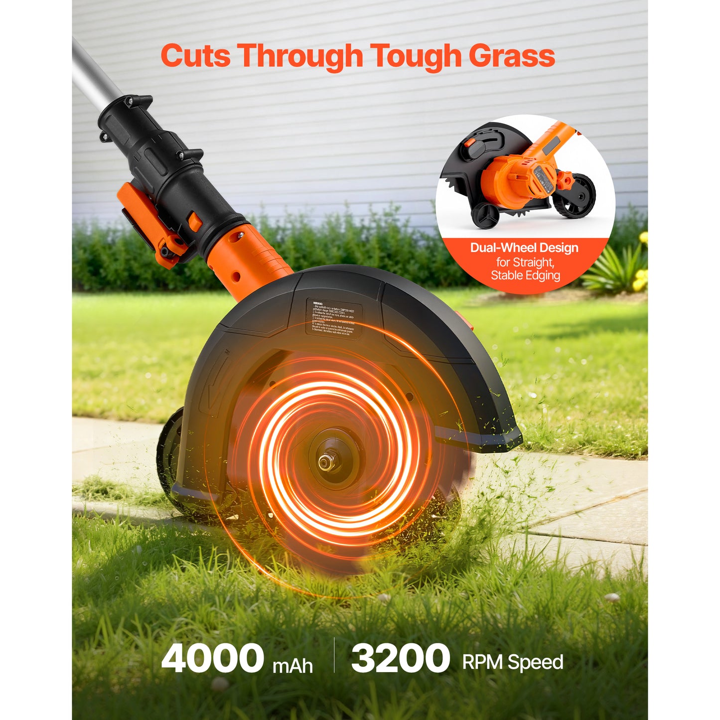 Lawn Edger, 8.8-inch Blade Length, Battery Powered Cordless Edger Lawn Tool, with 3-Position Blade Depth, 4000 mAh Battery and Charger Included, for Lawns, Driveways, Yards, and Sidewalk Edges image 11